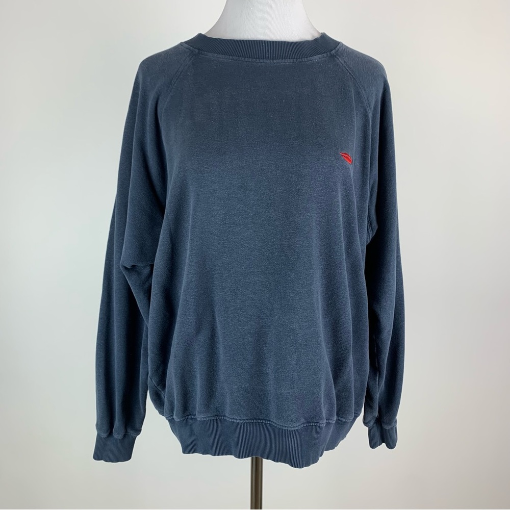 Jungmaven Navy Lip Embroidered Crew Neck Sweatshirt Small